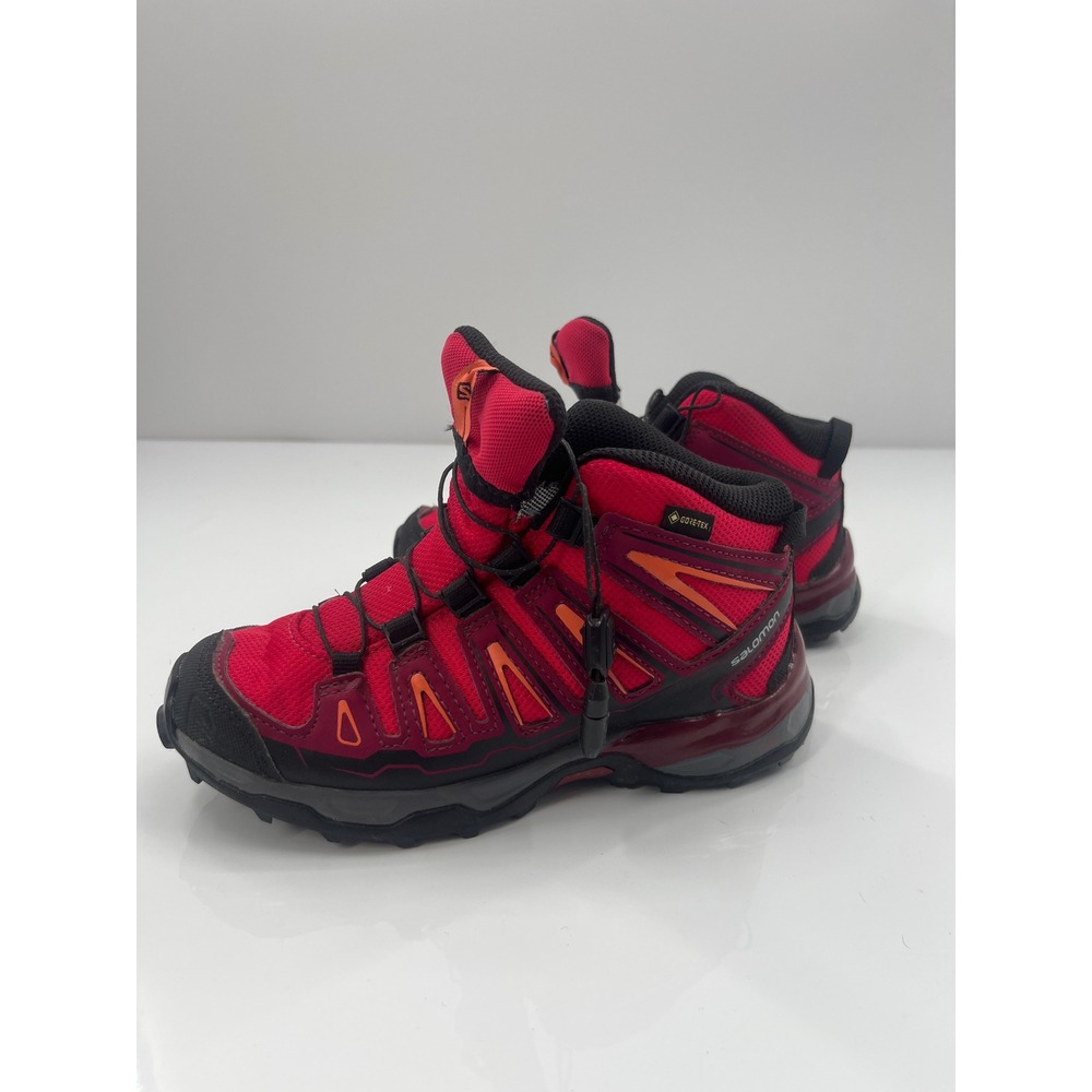 Salomon XA Pro 3D Mid GTX Kids Hiking Boots Red Black Waterproof Size 1 398651